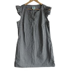 Haley and the Hound Women's Sleeveless Gingham Ruffle Sleeve Dress M
